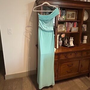 Peppermayo aqua off the shoulder maxi dress, size S